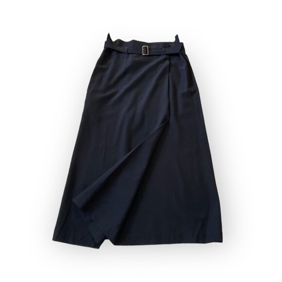 Vintage Comme des Garçons Tricot Navy Wool Belted Midi Skirt, Size M, 1992 S/S - Picture 7 of 15